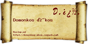 Domonkos Ákos névjegykártya